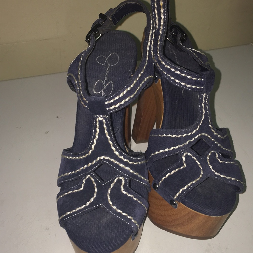 Jessica Simpson Blue Suede Platforms